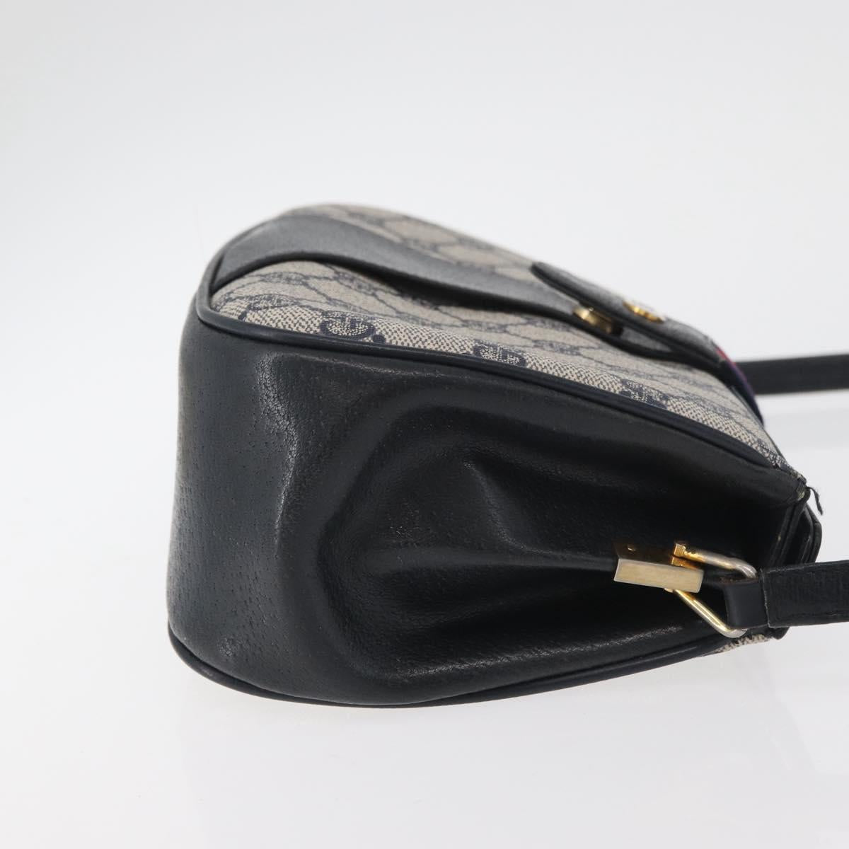 GUCCI GG Supreme Sherry Line Shoulder Bag PVC Navy Gold 10 02 024 Auth 177436