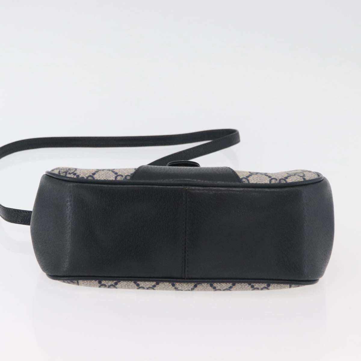 GUCCI GG Supreme Sherry Line Shoulder Bag PVC Navy Gold 10 02 024 Auth 177436