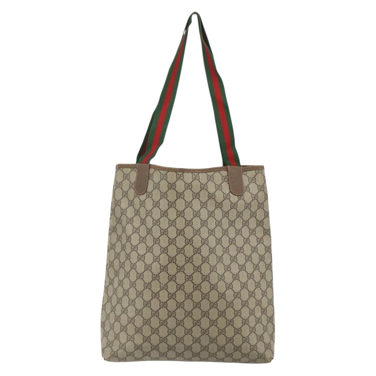 GUCCI GG Supreme Web Sherry Line Bag PVC Beige Red Green 89 02 003 Auth 177437