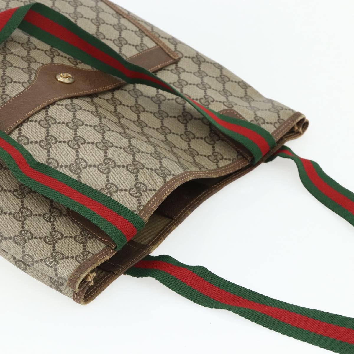 GUCCI GG Supreme Web Sherry Line Bag PVC Beige Red Green 89 02 003 Auth 177437