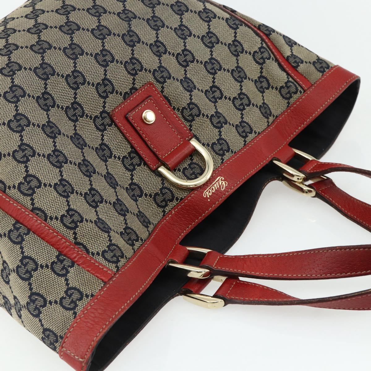 GUCCI GG Canvas Abbey Hand Bag Beige Gold 130739 Auth 177438
