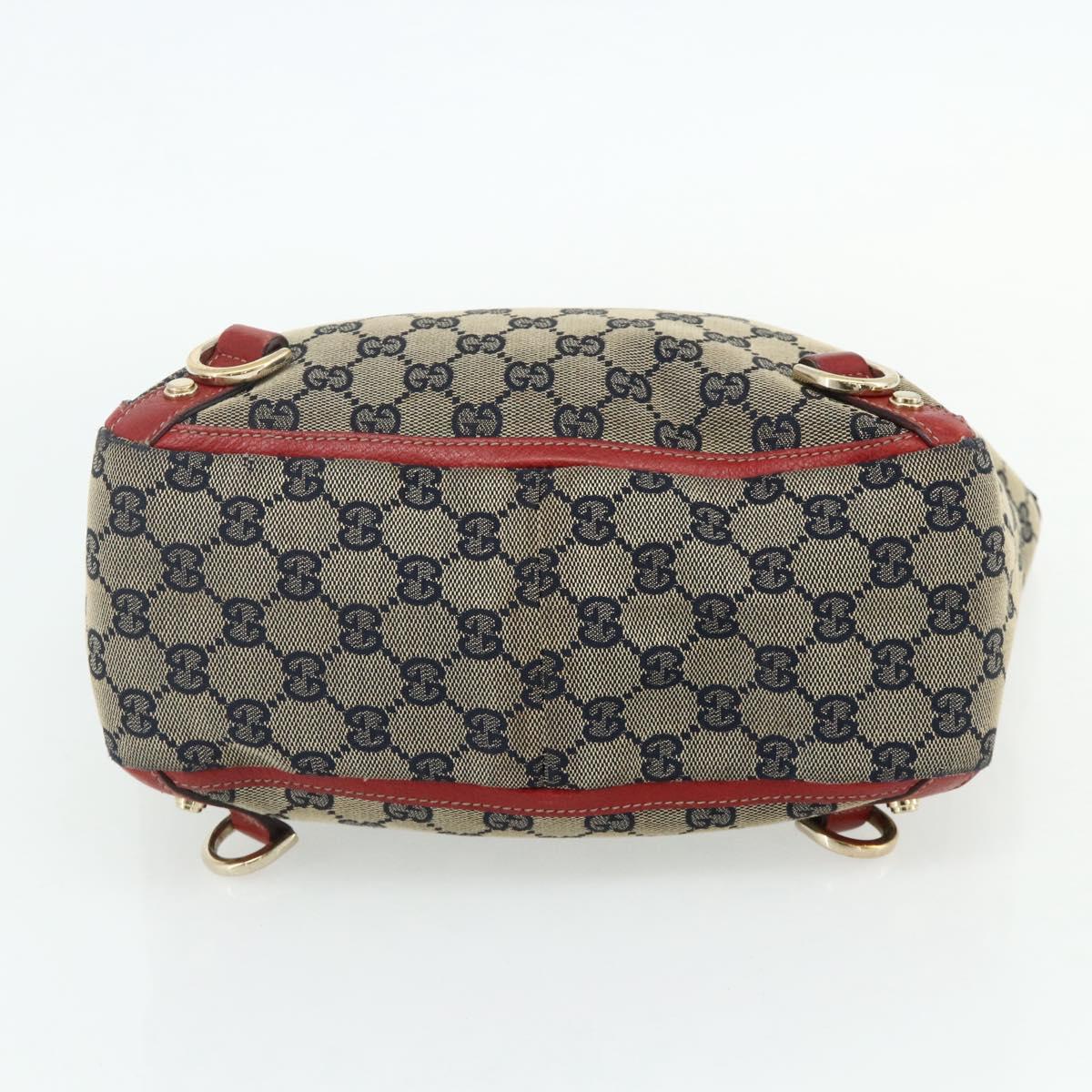 GUCCI GG Canvas Abbey Hand Bag Beige Gold 130739 Auth 177438