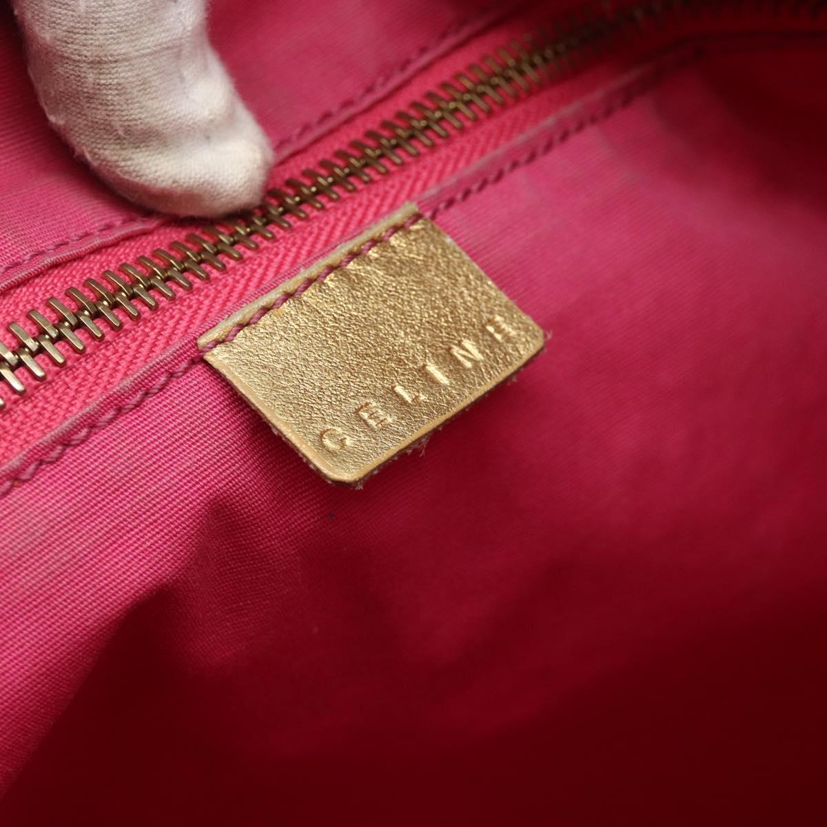 CELINE Paris Macadam Canvas Tote Bag Denim Pink Gold Auth 177444A