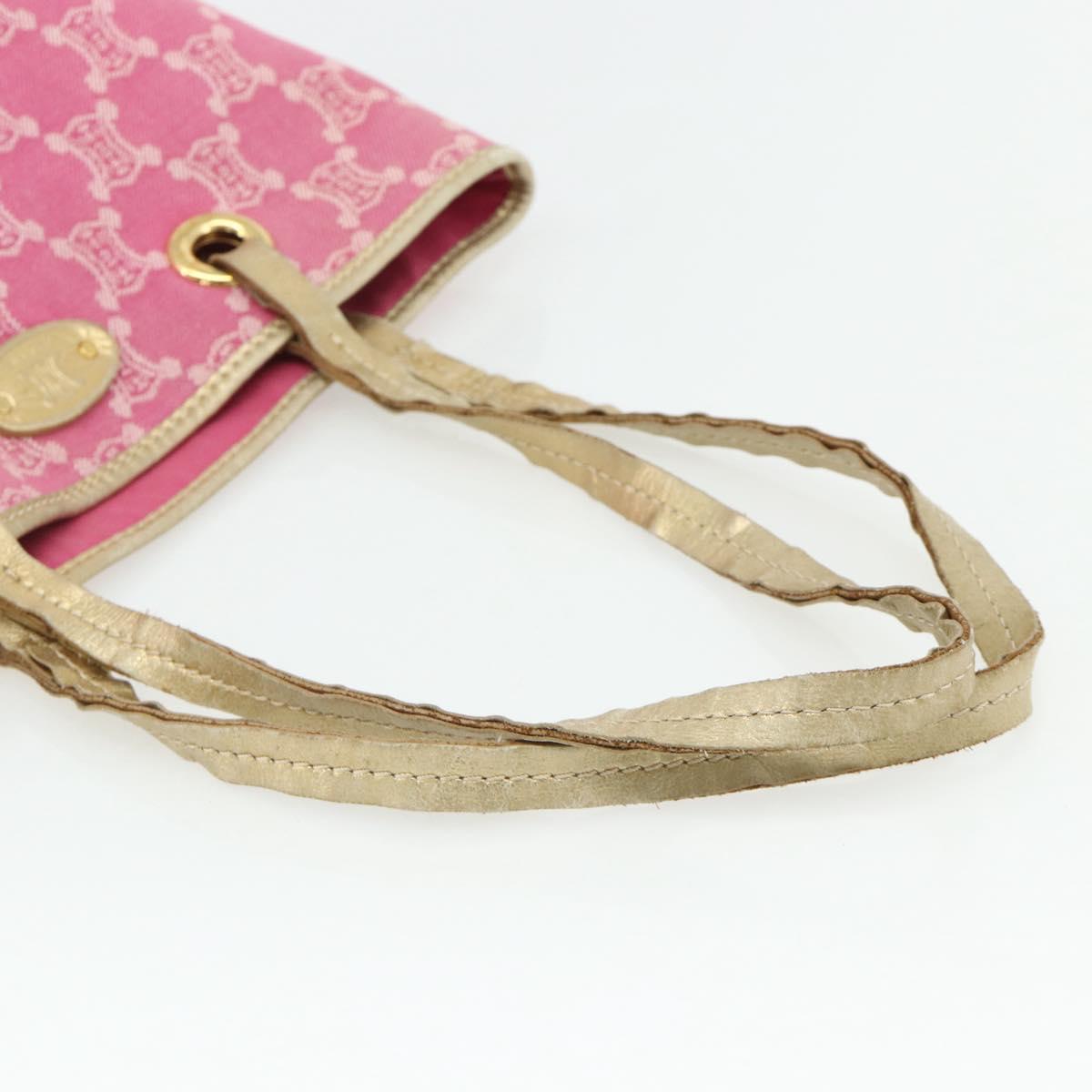 CELINE Paris Macadam Canvas Tote Bag Denim Pink Gold Auth 177444A