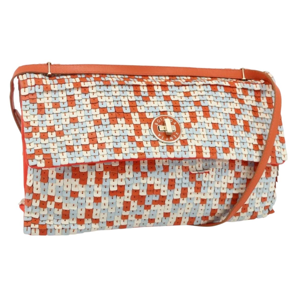 BOTTEGA VENETA Shoulder Bag Leather Orange Auth 177445A
