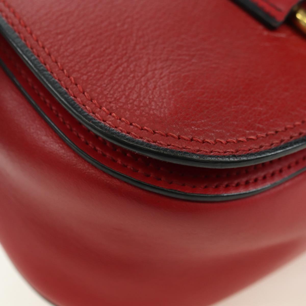 Miu Miu Chain Dahlia Shoulder Bag Leather Red Gold Auth 177448A