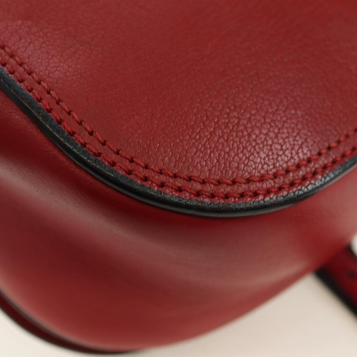 Miu Miu Chain Dahlia Shoulder Bag Leather Red Gold Auth 177448A