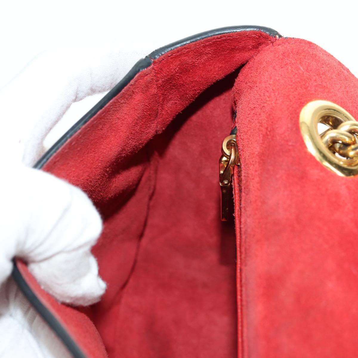 Miu Miu Chain Dahlia Shoulder Bag Leather Red Gold Auth 177448A