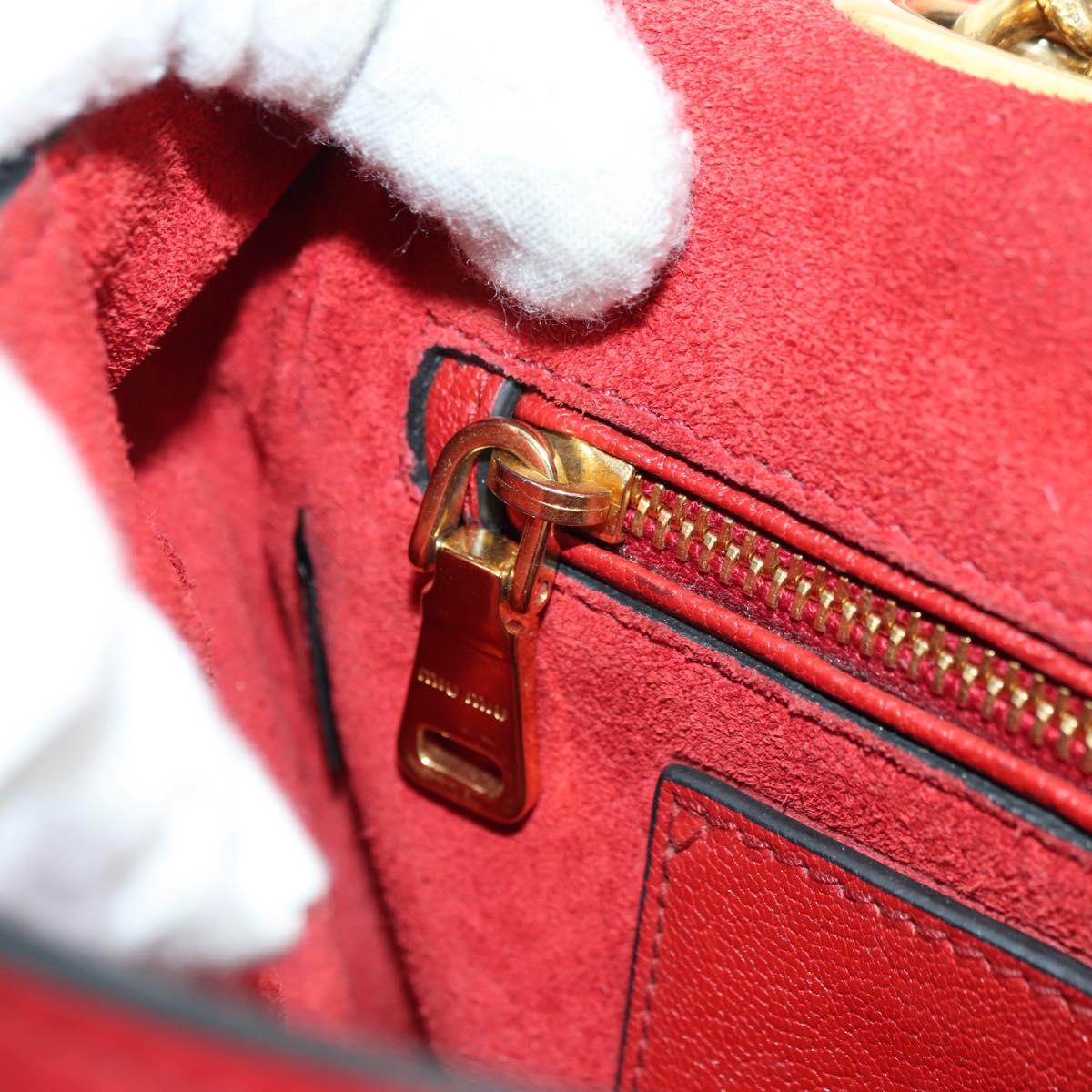 Miu Miu Chain Dahlia Shoulder Bag Leather Red Gold Auth 177448A