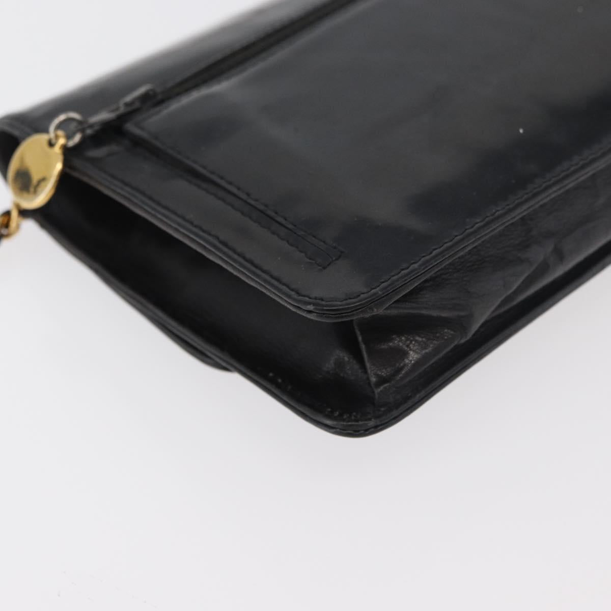 CHANEL COCO Mark Chain Shoulder Bag Patent Leather Black Gold CC Auth 177451A