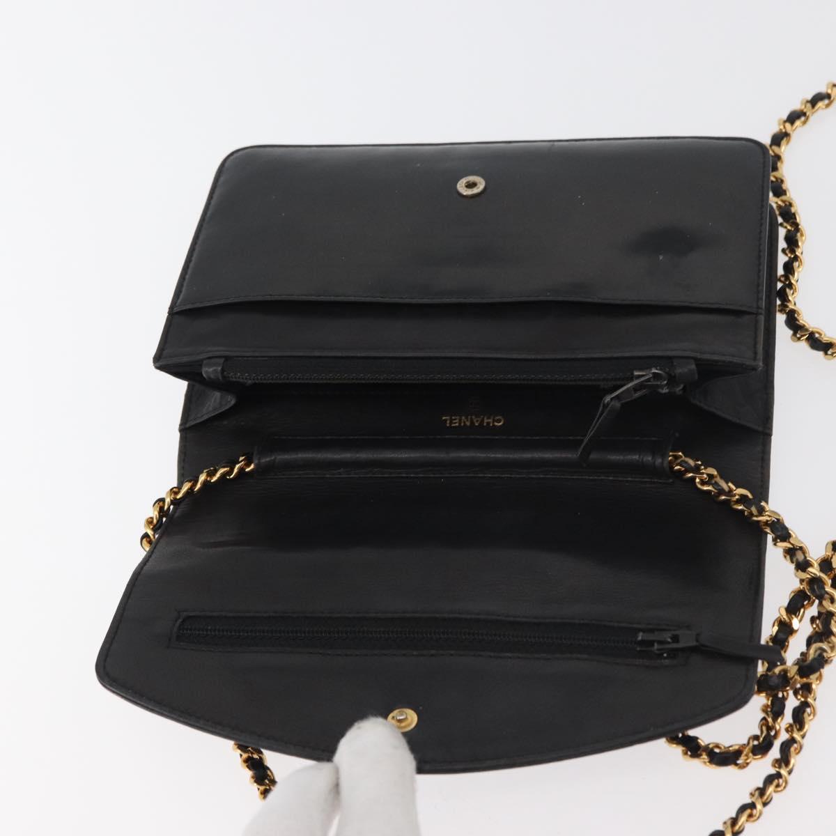 CHANEL COCO Mark Chain Shoulder Bag Patent Leather Black Gold CC Auth 177451A
