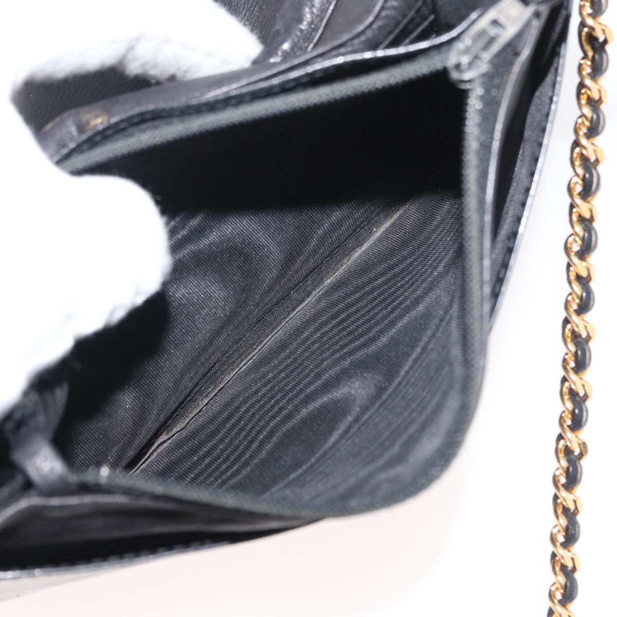 CHANEL COCO Mark Chain Shoulder Bag Patent Leather Black Gold CC Auth 177451A