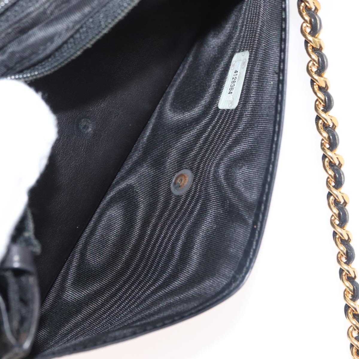 CHANEL COCO Mark Chain Shoulder Bag Patent Leather Black Gold CC Auth 177451A