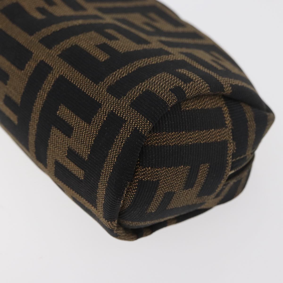 FENDI Zucca Canvas Pouch Black Brown Auth 177460