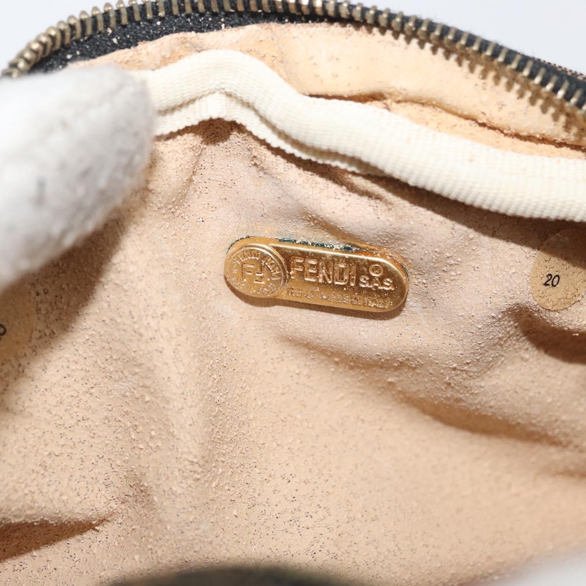 FENDI Zucca Canvas Pouch Black Brown Auth 177460