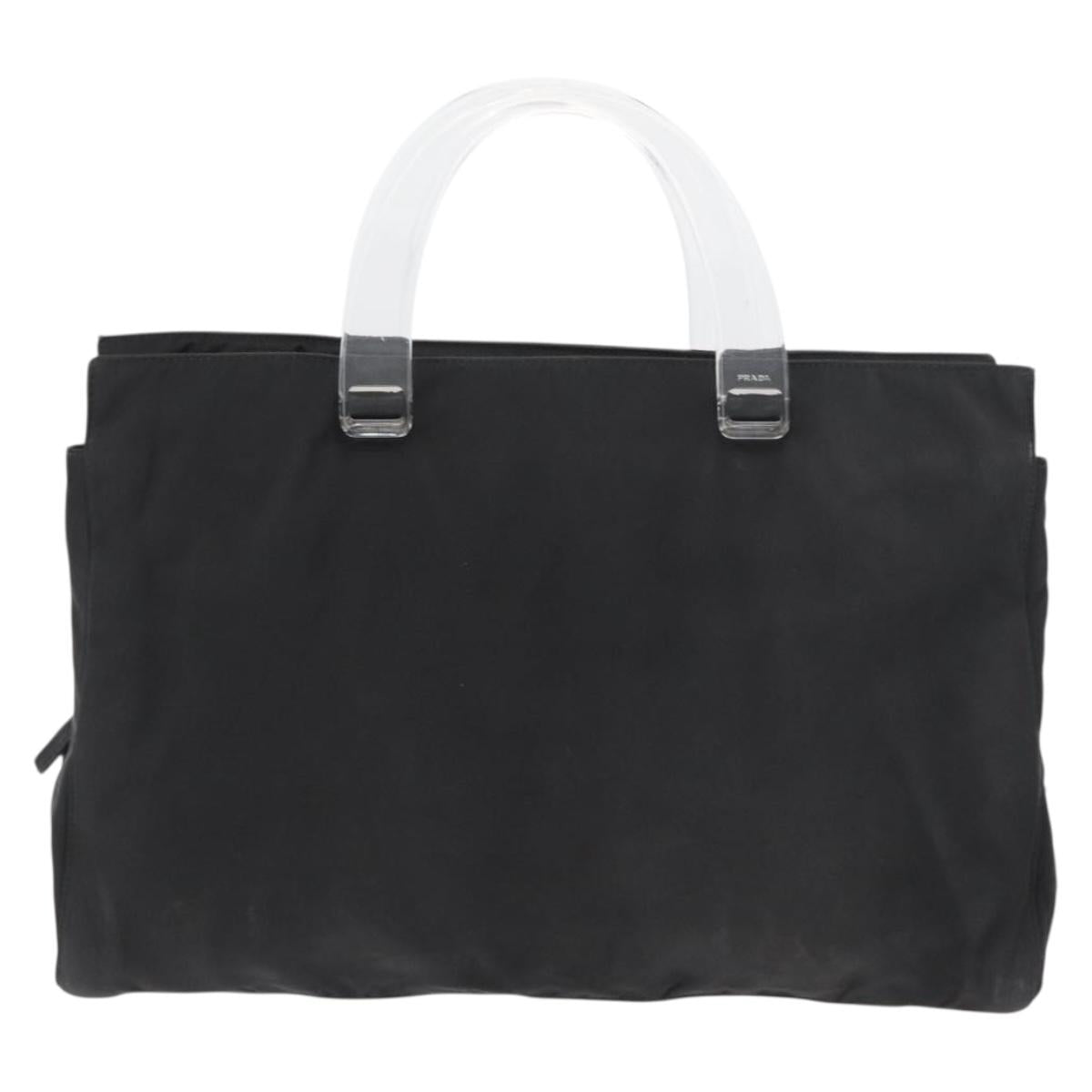 PRADA Hand Bag Nylon Black Silver Auth 177469