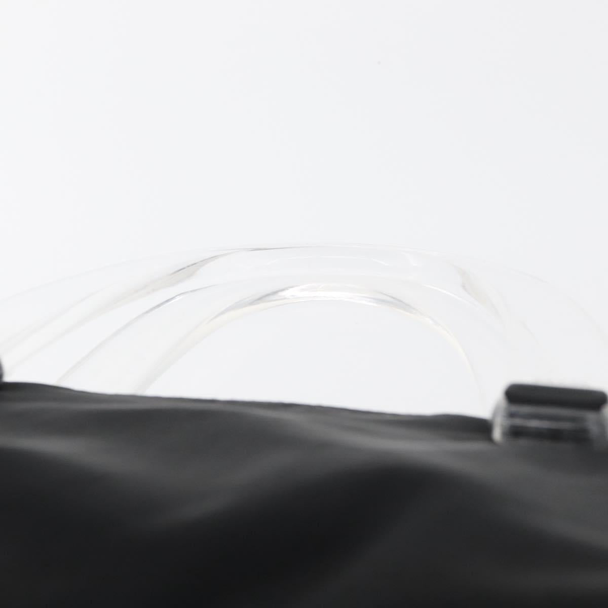 PRADA Hand Bag Nylon Black Silver Auth 177469