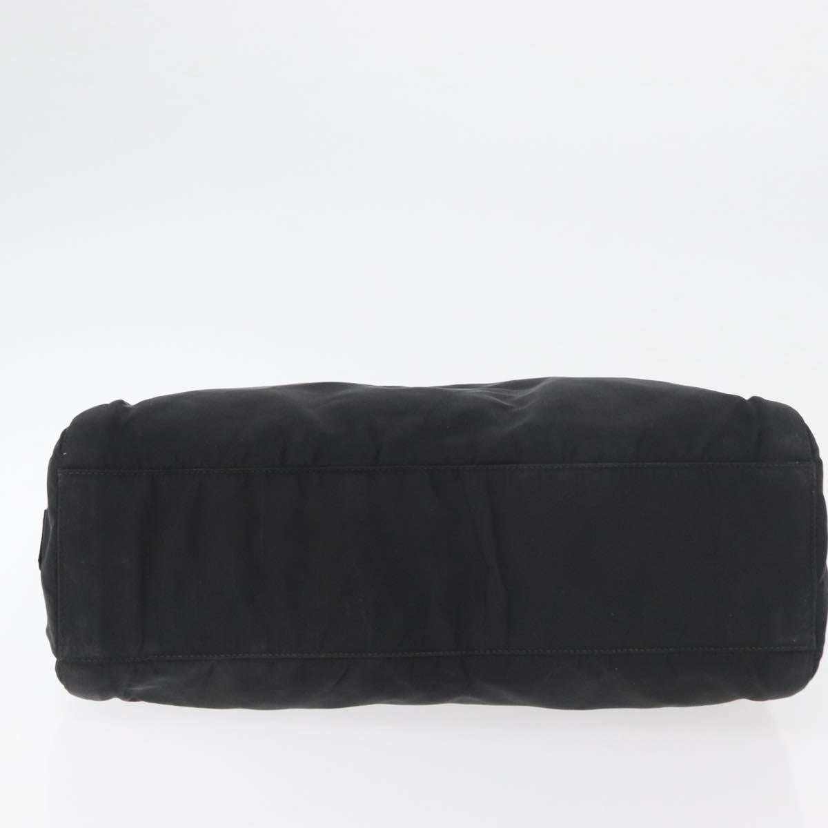 PRADA Hand Bag Nylon Black Silver Auth 177469