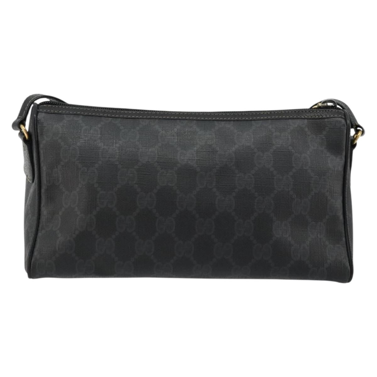 GUCCI GG Supreme Shoulder Bag PVC Black Gold 156 02 086 Auth 177471