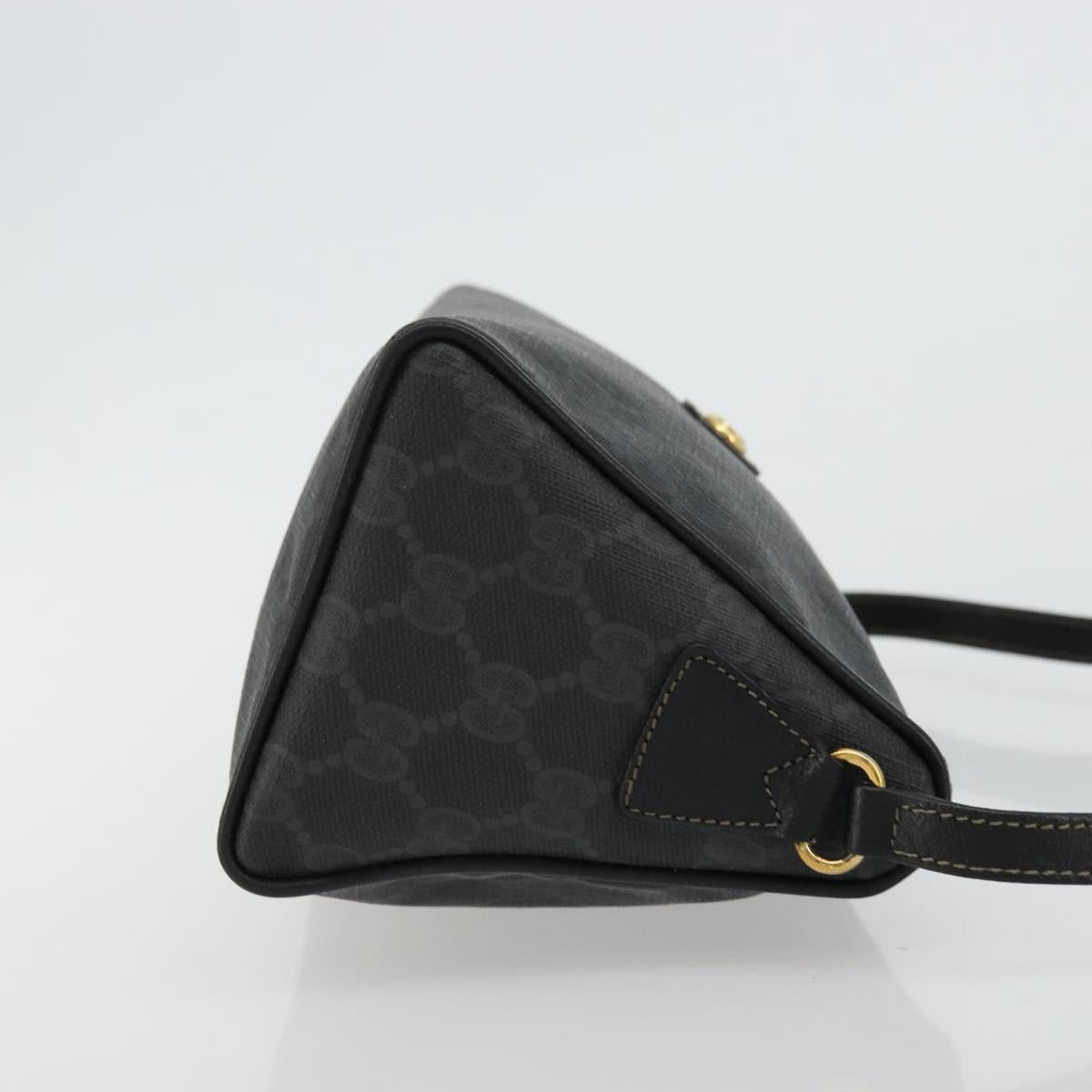 GUCCI GG Supreme Shoulder Bag PVC Black Gold 156 02 086 Auth 177471