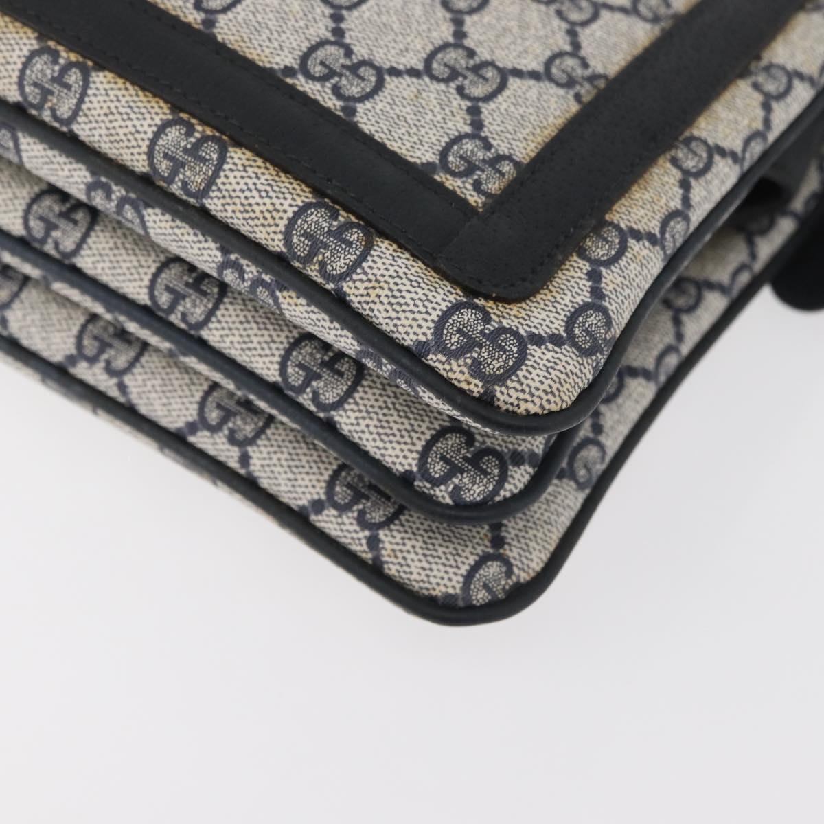 GUCCI GG Supreme Sherry Line Shoulder Bag PVC Navy Gold Auth 177472