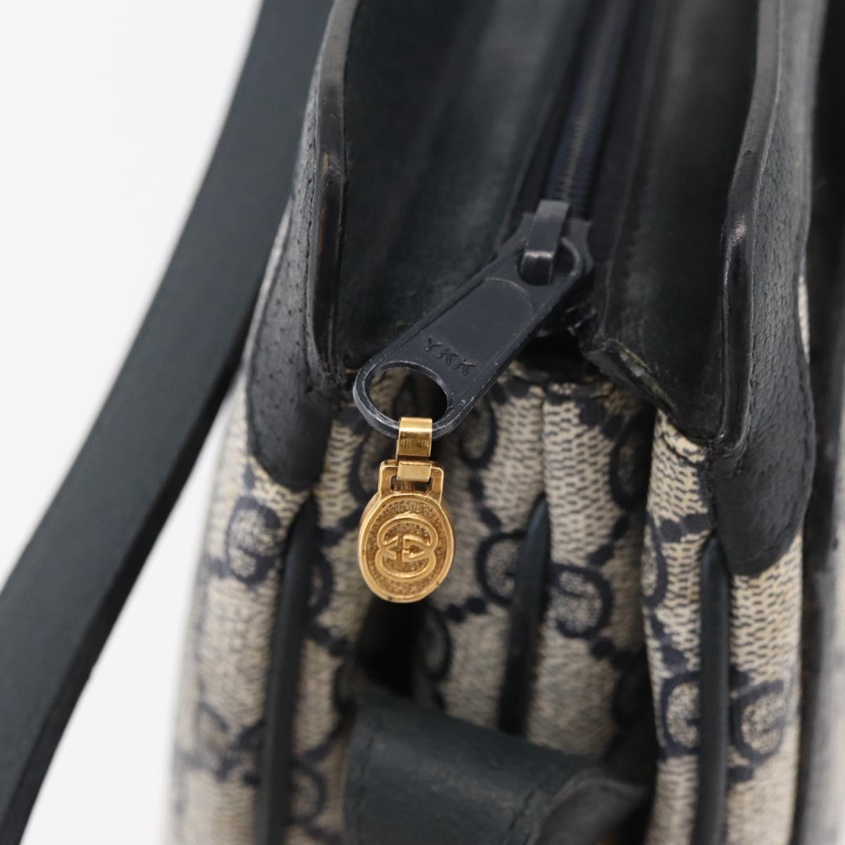 GUCCI GG Supreme Sherry Line Shoulder Bag PVC Navy Gold Auth 177472