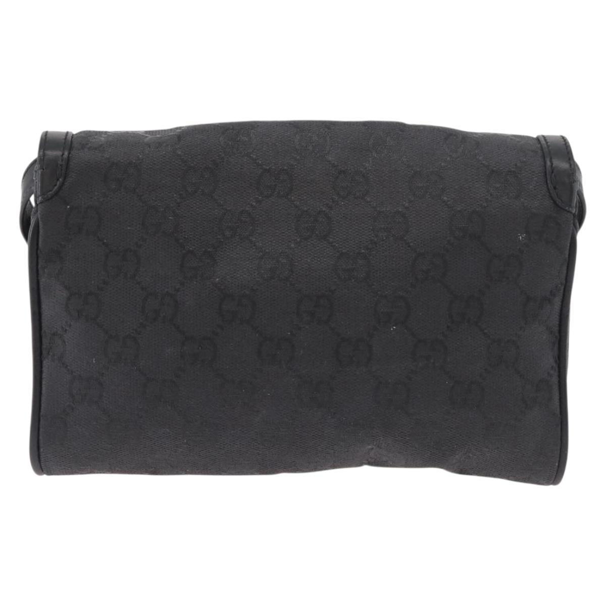GUCCI GG Canvas Shoulder Bag Black Gold 004 904 0198 Auth 177480