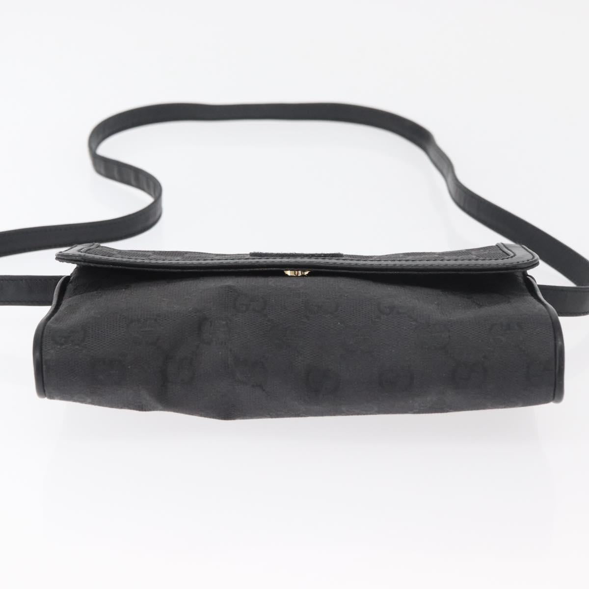 GUCCI GG Canvas Shoulder Bag Black Gold 004 904 0198 Auth 177480