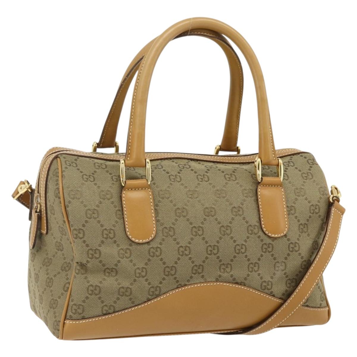 GUCCI GG Canvas Hand Bag 2way Beige Gold 000 2854 0281 Auth 177485