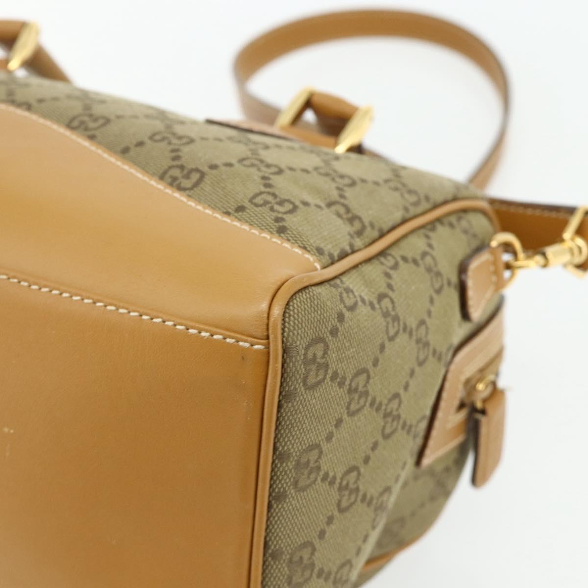 GUCCI GG Canvas Hand Bag 2way Beige Gold 000 2854 0281 Auth 177485