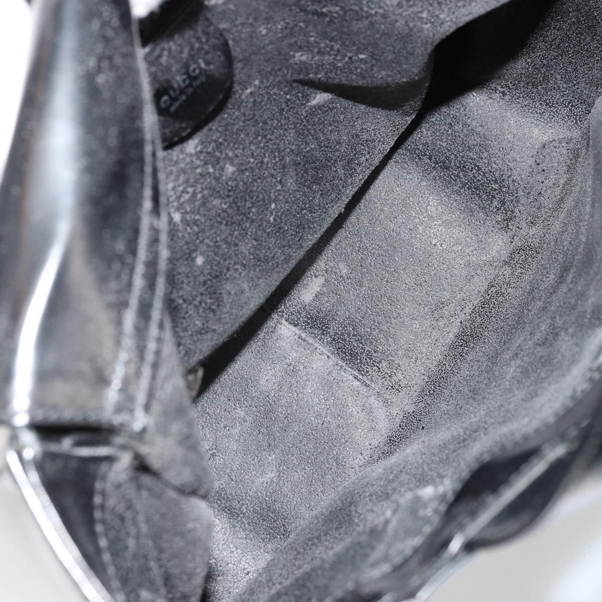 GUCCI Hand Bag Patent leather Black Silver 000 2058 0504 5 Auth 177486