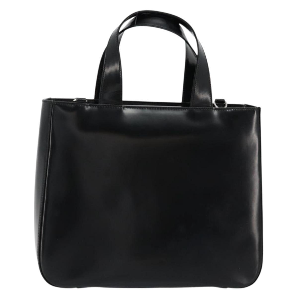 GUCCI Hand Bag Patent leather Black Silver 000 2058 0504 5 Auth 177486