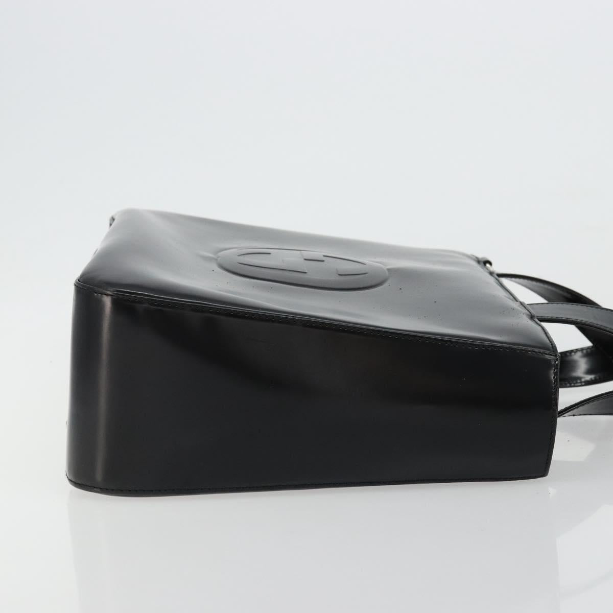 GUCCI Hand Bag Patent leather Black Silver 000 2058 0504 5 Auth 177486