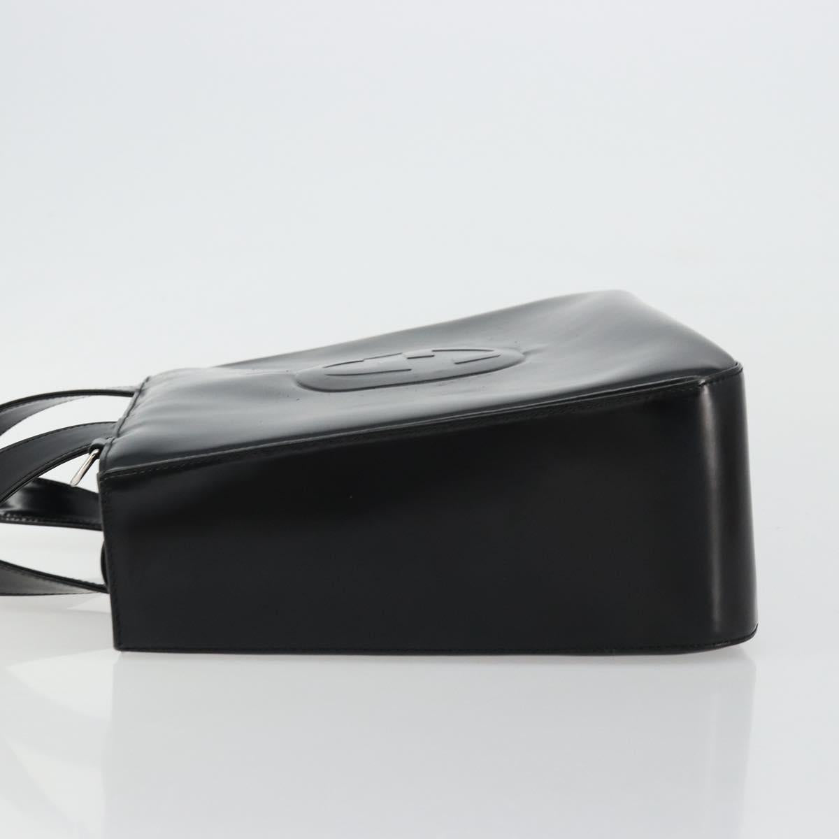 GUCCI Hand Bag Patent leather Black Silver 000 2058 0504 5 Auth 177486