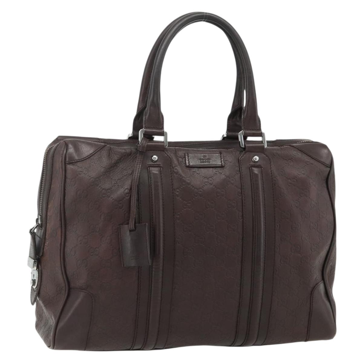 GUCCI GG Canvas Guccissima Hand Bag Leather Brown Silver 145845 Auth 177487A