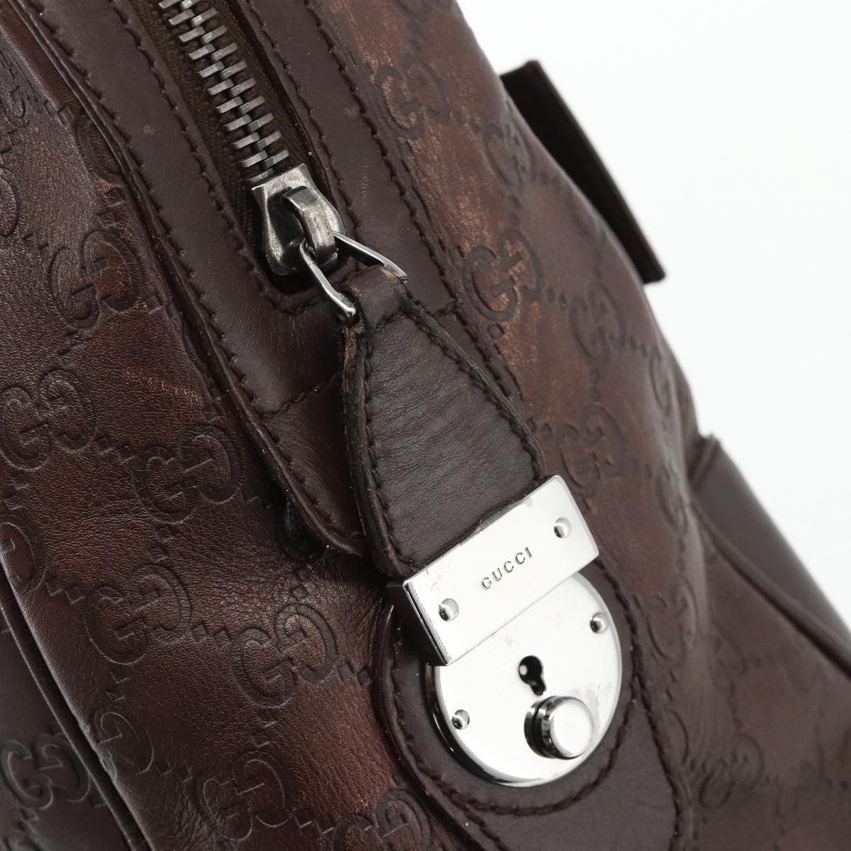 GUCCI GG Canvas Guccissima Hand Bag Leather Brown Silver 145845 Auth 177487A