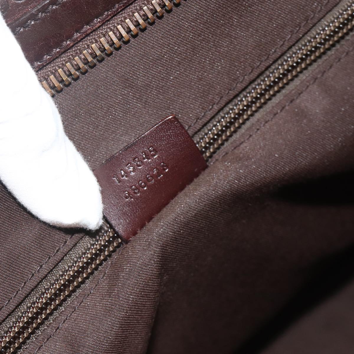 GUCCI GG Canvas Guccissima Hand Bag Leather Brown Silver 145845 Auth 177487A