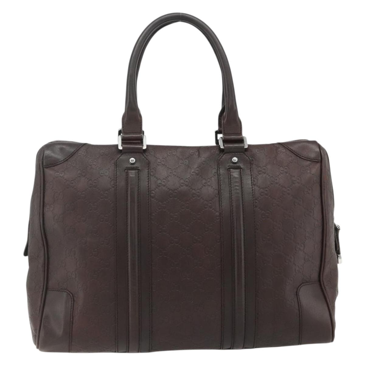 GUCCI GG Canvas Guccissima Hand Bag Leather Brown Silver 145845 Auth 177487A