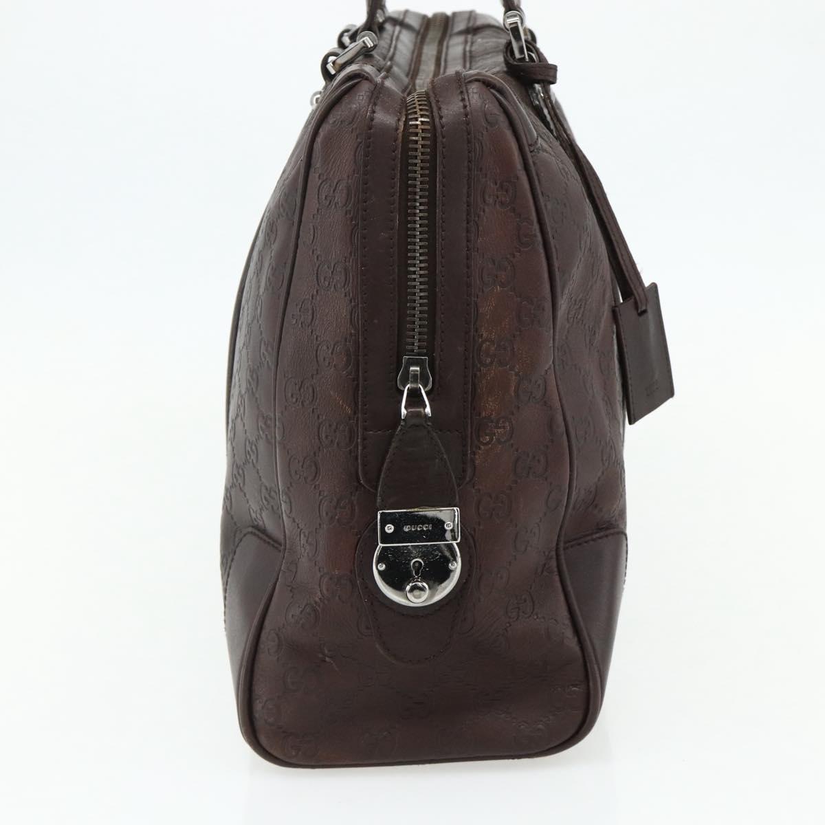 GUCCI GG Canvas Guccissima Hand Bag Leather Brown Silver 145845 Auth 177487A