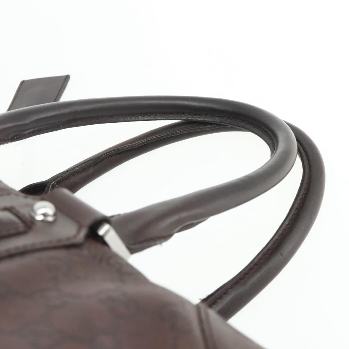 GUCCI GG Canvas Guccissima Hand Bag Leather Brown Silver 145845 Auth 177487A