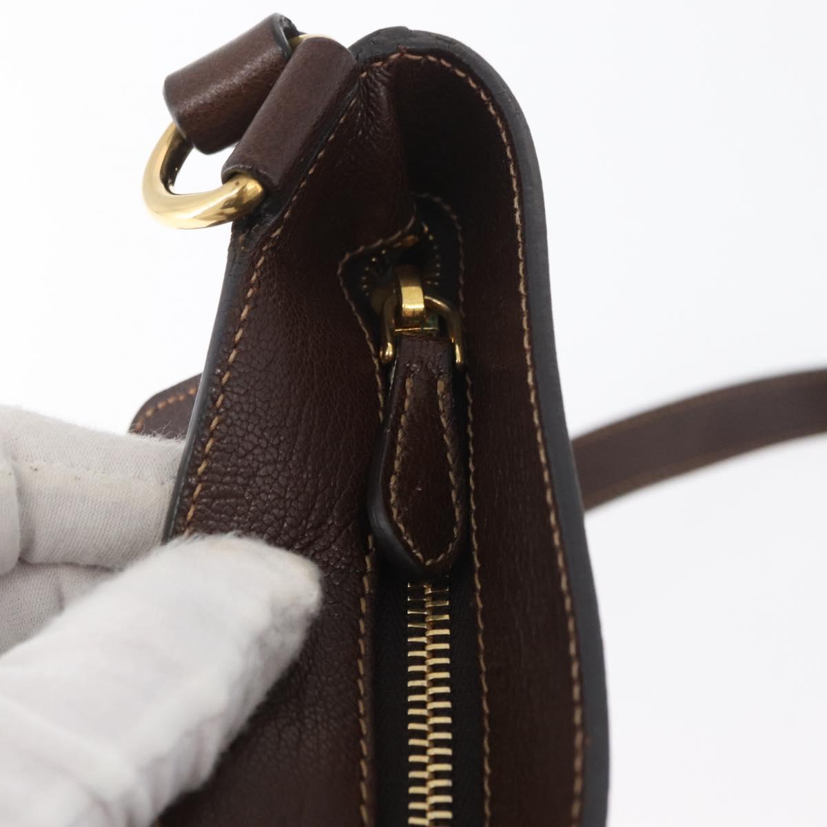 PRADA Shoulder Bag Canvas Brown Gold Auth 177488A