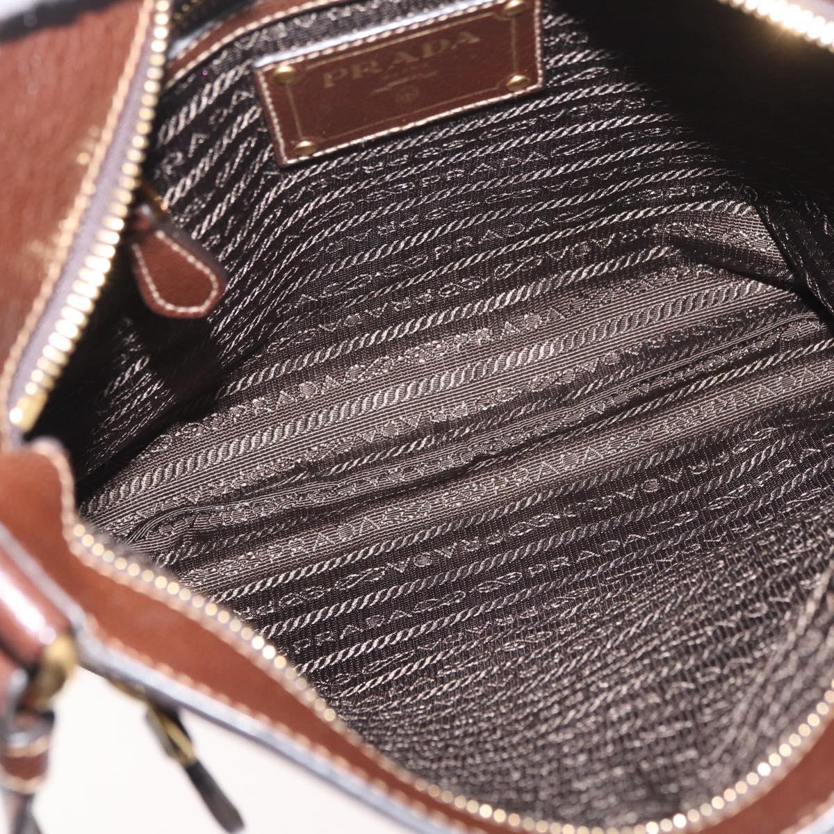 PRADA Shoulder Bag Canvas Brown Gold Auth 177488A
