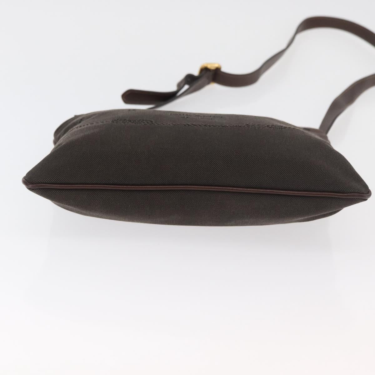 PRADA Shoulder Bag Canvas Brown Gold Auth 177488A