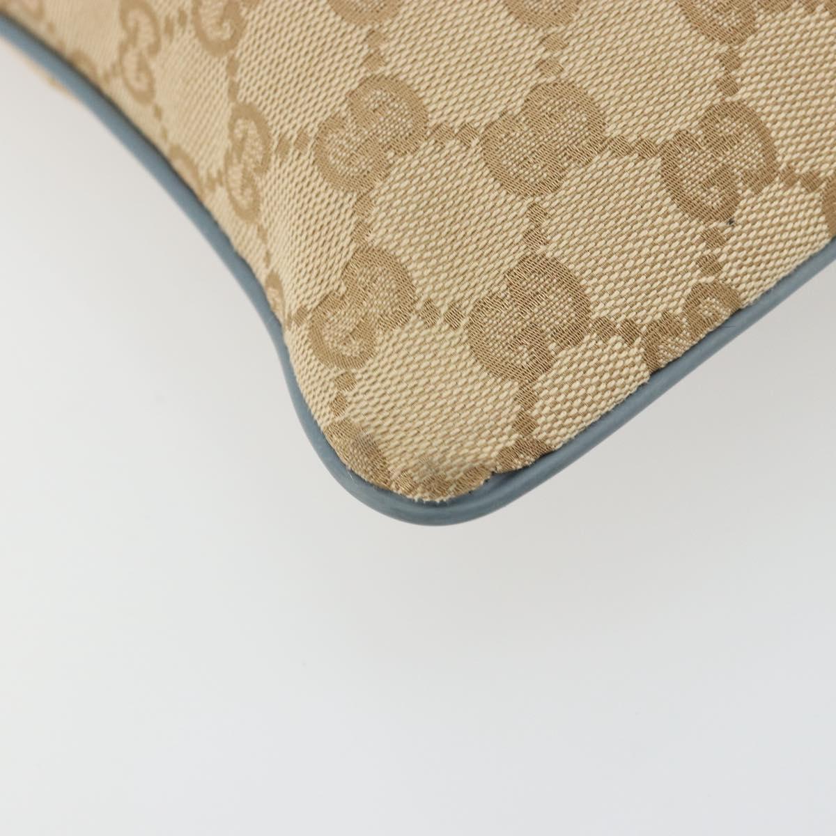 GUCCI GG Canvas Sherry Line Shoulder Bag Beige Silver 146309 Auth 177489A