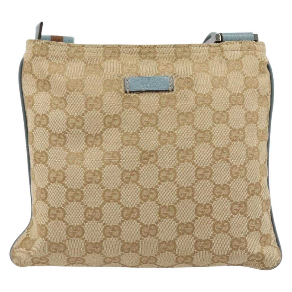 GUCCI GG Canvas Sherry Line Shoulder Bag Beige Silver 146309 Auth 177489A