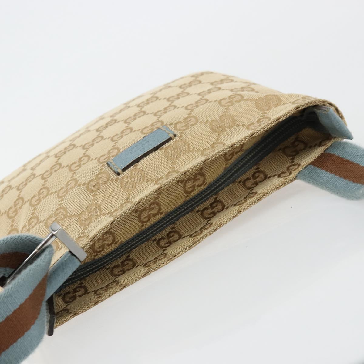 GUCCI GG Canvas Sherry Line Shoulder Bag Beige Silver 146309 Auth 177489A