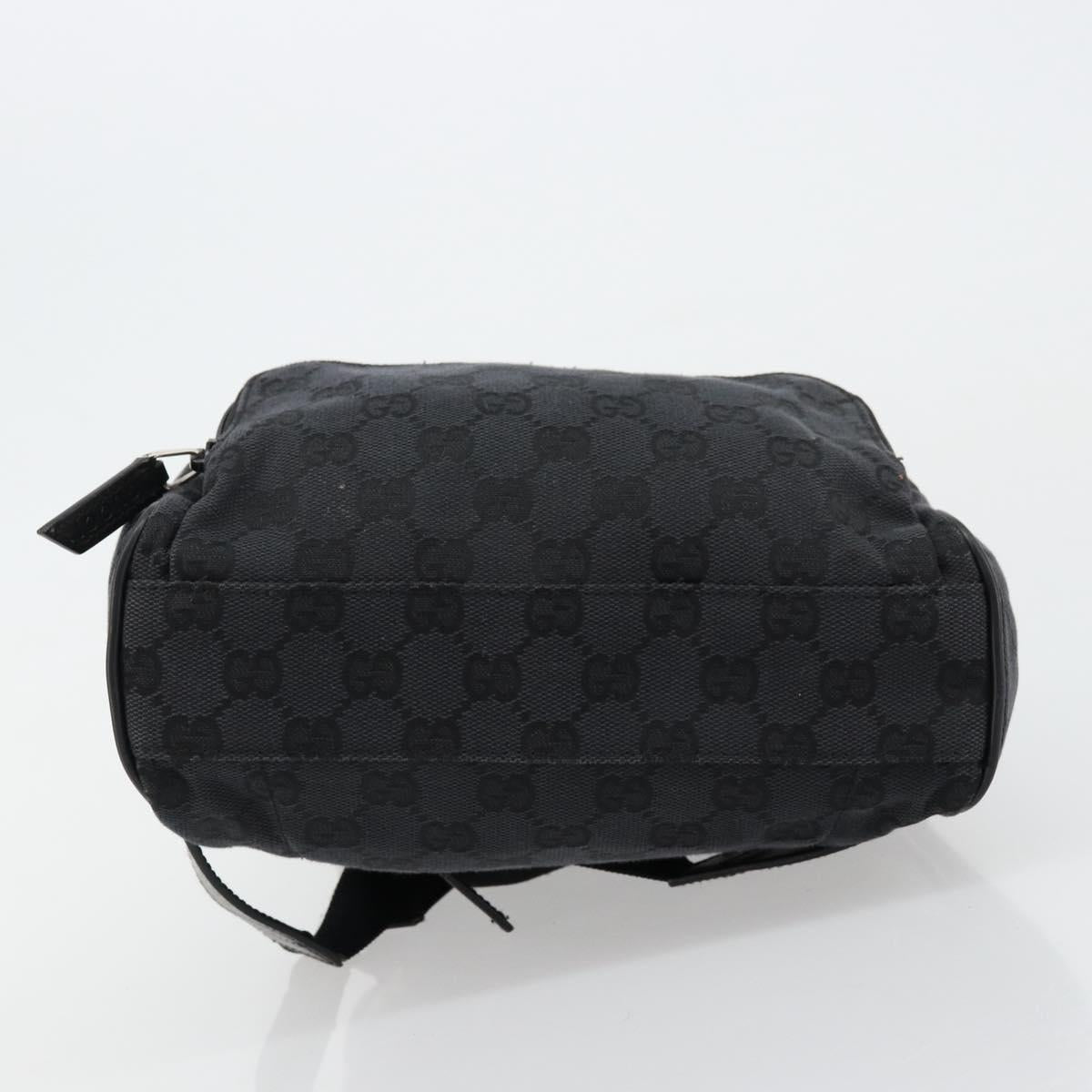 GUCCI GG Canvas Backpack Black Silver 019 0352 Auth 177495A