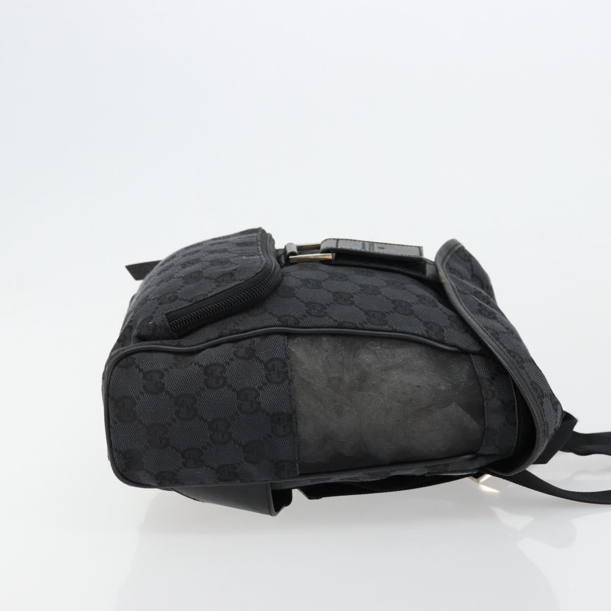 GUCCI GG Canvas Backpack Black Silver 019 0352 Auth 177495A