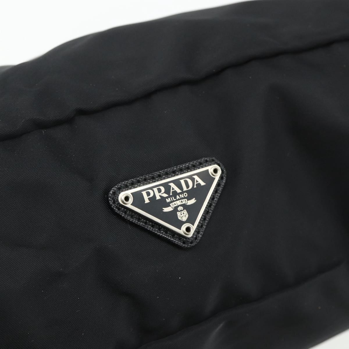 PRADA Pouch Nylon Silver Black Auth 177496A