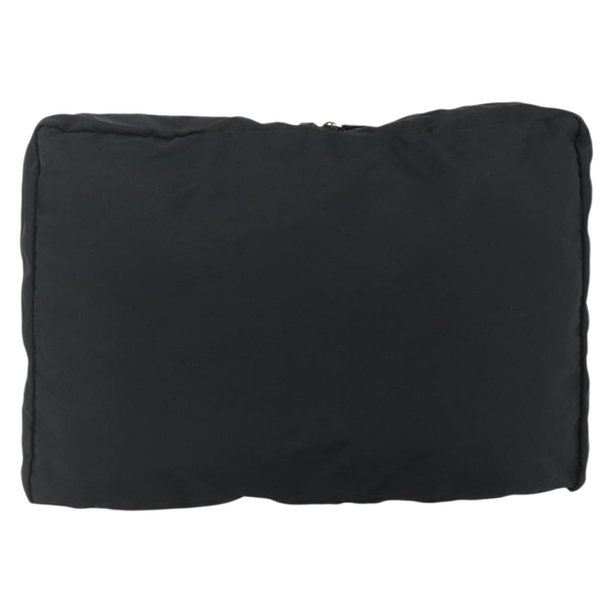 PRADA Pouch Nylon Silver Black Auth 177496A